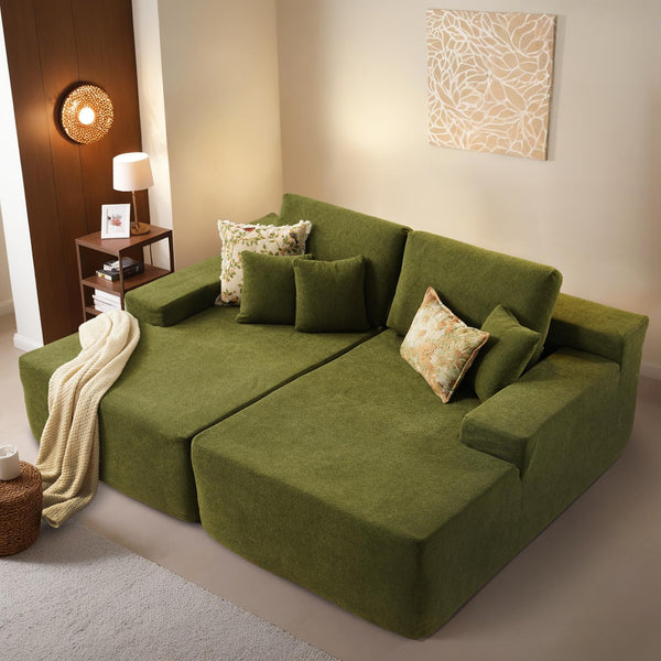 OVIOS 81.2" Upholstered Sleeper Sofa with Pillow, No Assembly Required