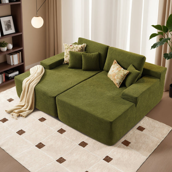 OVIOS 81.2" Upholstered Sleeper Sofa with Pillow, No Assembly Required